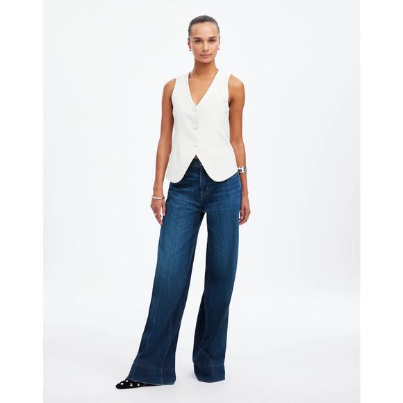 Madewell Super Wide Leg Jeans Soft Drape Denim Ellsworth Wash Size 24 NWT